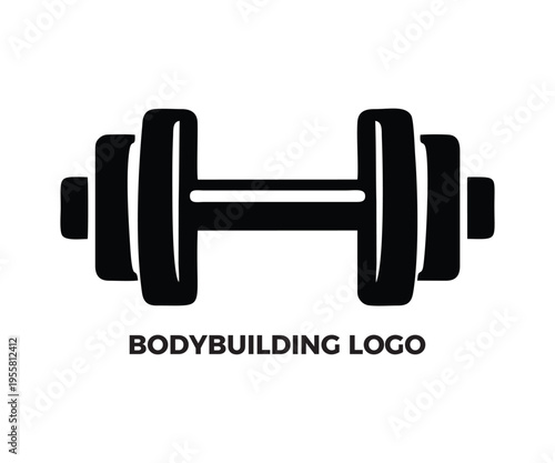 Minimalist Dumbbell Bodybuilding Logo - Heavy Weight Barbell Vector Icon for Gym, Fitness, and Strength Training Branding