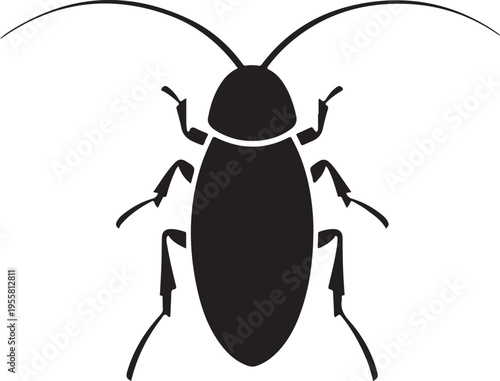 black cockroach silhouette on gray background