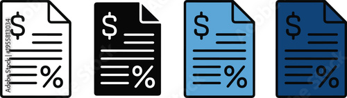 Tariff icon Set Multiple Style Collection. Vector illustration.