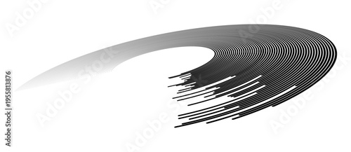 Abstract black lines flowing in perspective, creating a sense of dynamic motion, speed, and digital data stream. Minimalist vector illustration for modern design projects.