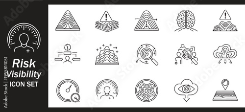 Risk Visibility Strategic Data Analysis and Industrial Safety Performance Monitoring Icon Set