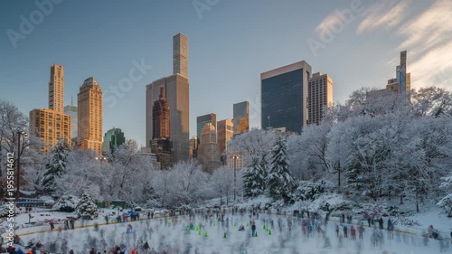 Wallpaper Mural Central Park winter ice skating time-lapse Torontodigital.ca