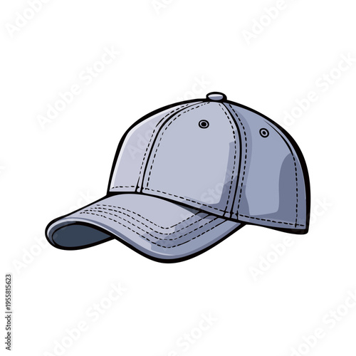 Plain Light Blue Baseball Cap Isolated Simple Flat Design Headwear Accessory