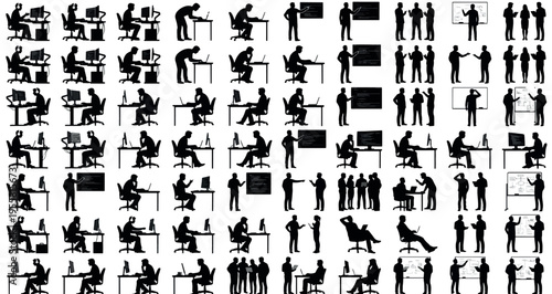 Software Developers Coding Silhouettes Set Pack. Editable Vector Stroke Illustration. featuringtechnology, illustration, vector, graphic, silhouette, design, development, programming, coding  more