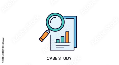 Magnifying glass examining a chart on a document labeled case study
