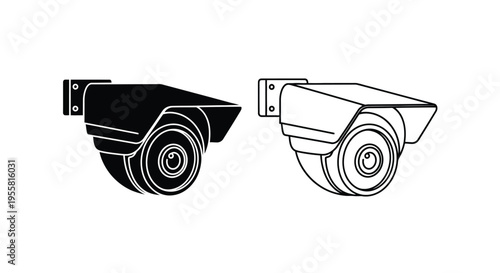 Two robotic vacuum cleaner illustrations one solid black and one white outline