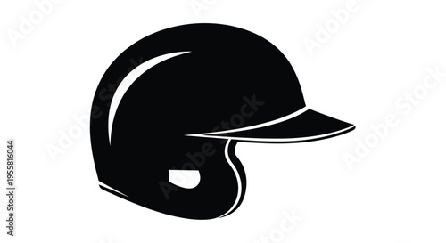 A black silhouette of a baseball helmet side view simple design