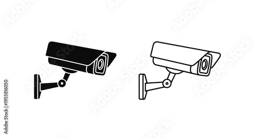 Two security camera icons one filled one outlined side by side