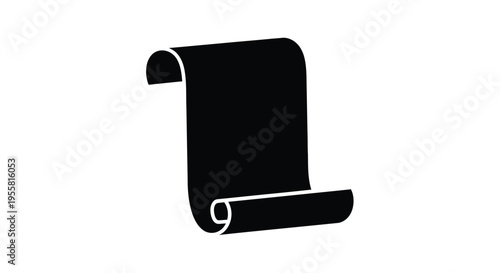 Simple black silhouette of a rolled up scroll or parchment paper