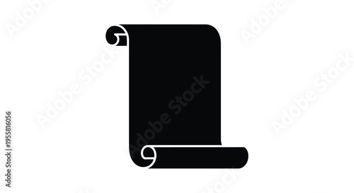 Simple black silhouette of a rolled scroll with curved edges