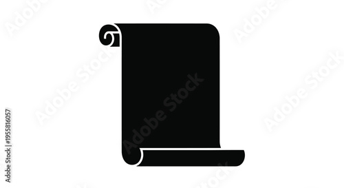 A simple black silhouette of a rolled parchment or scroll