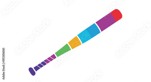 A colorful segmented baseball bat illustration on a white background