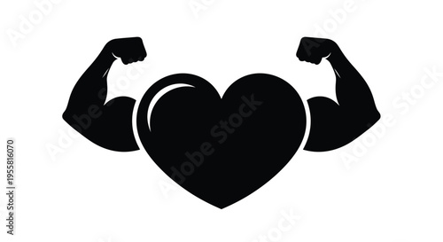 Strong love A heart shape embraced by powerful flexed arms