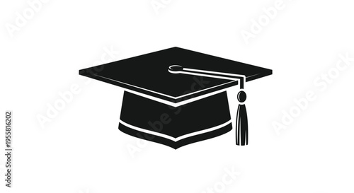A simple black silhouette of a graduation cap symbolizing academic achievement