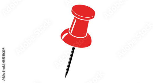 A single red thumbtack isolated on a plain white background