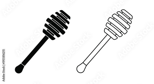 Two honey dippers one solid black and one outlined side by side