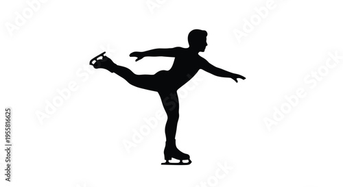 Silhouette of a figure skater in a dynamic pose on ice