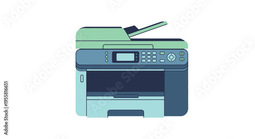 Illustration of a modern all in one printer showcasing office technology