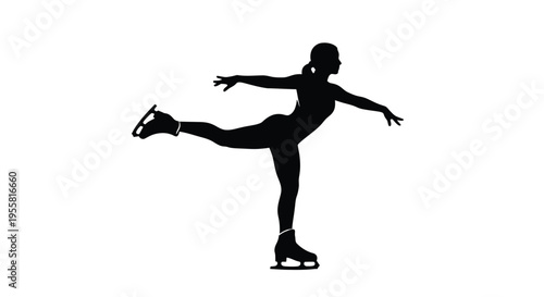 Silhouette of a figure skater in a dynamic pose on ice