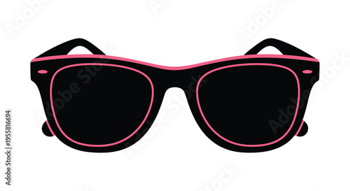 Stylish pink and black sunglasses isolated on a white background