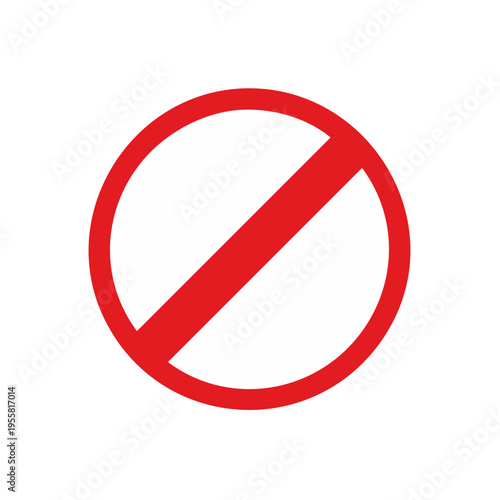 Free Download Red prohibition sign with a diagonal slash symbol on white background - GFXLoad