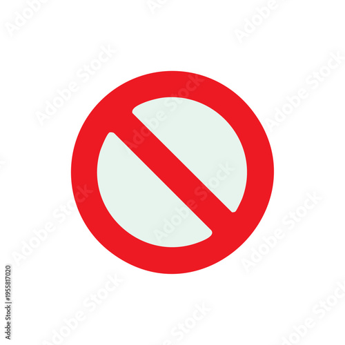 Red Prohibition Symbol Flat Design with Long Shadow