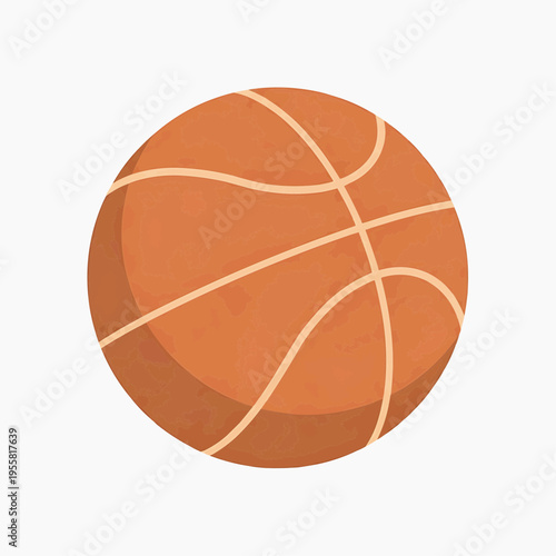 Three Quarter View of an Orange Basketball Sphere Vector Art
