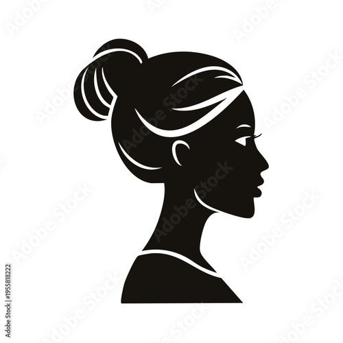 Elegant silhouette of a woman in profile with her hair in a bun showcasing refined beauty