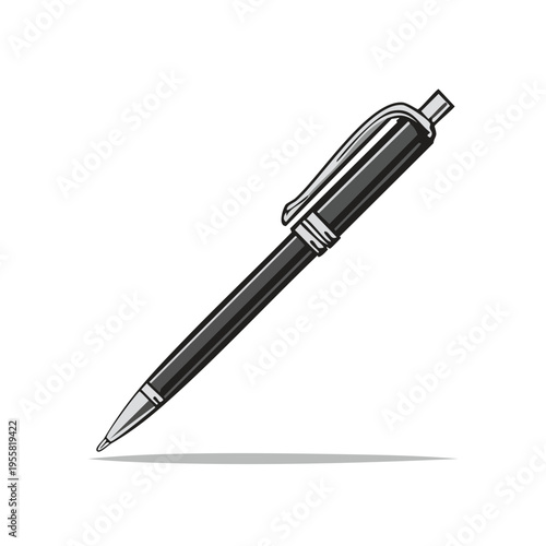 Sleek Black Ballpoint Pen with Silver Clip
