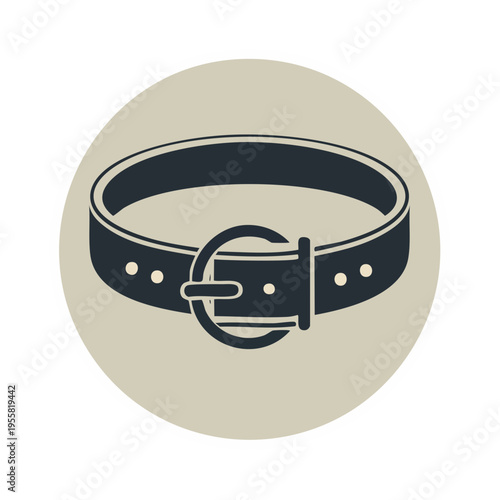 Stylized Icon of a Dark Leather Belt with Buckle and Eyelets