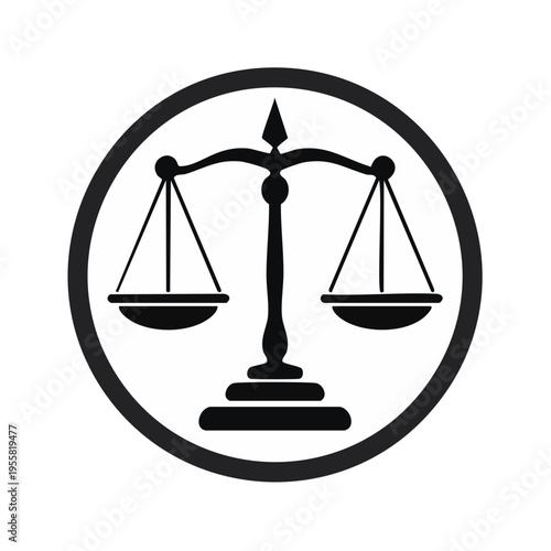 Scales of Justice symbol inside a circle, representing legal fairness and balance