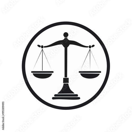 Symbol of Justice Scales of Balance in a Circle Icon Representation