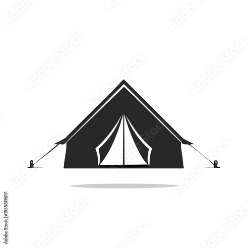 Minimalist black tent silhouette for camping and outdoor adventure