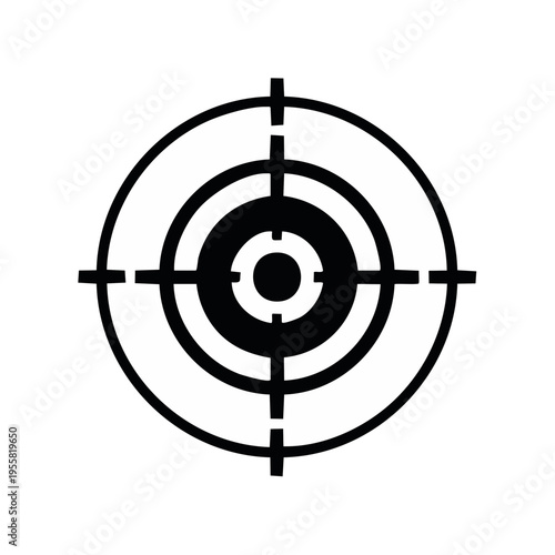 Black concentric circle target symbol with crosshairs icon