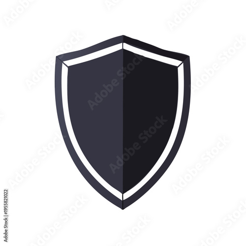 Sleek dark shield symbol with white border representing protection security and defense