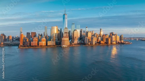 Wallpaper Mural Aerial Hyperlapse view of Manhattan  at sunset Torontodigital.ca