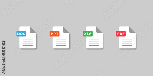 Сollection of editable vector icons of office document files