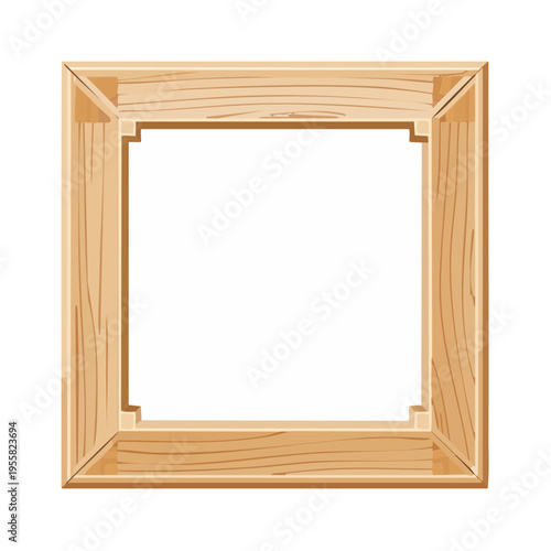 Squared wooden frame with visible wood grain and corner joints