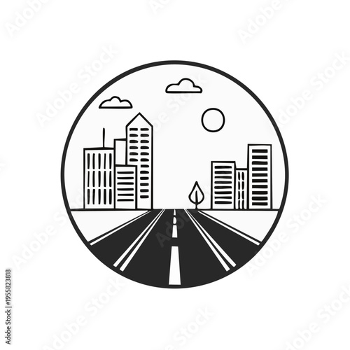 Stylized Cityscape with Road Perspective