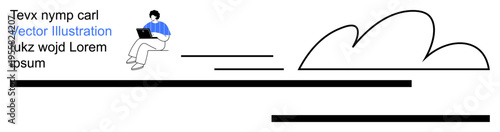 Remote work, digital nomad lifestyle, minimalism, technology, productivity, graphic design. Person seated with a laptop. Remote work and digital nomad lifestyle concept