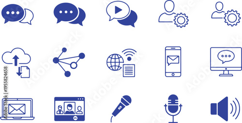 Collection of icons representing various communication and collaboration tools