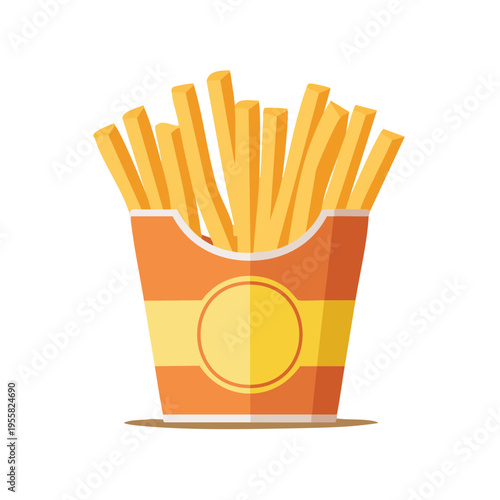 Crispy Golden French Fries in a Red and Yellow Paper Container