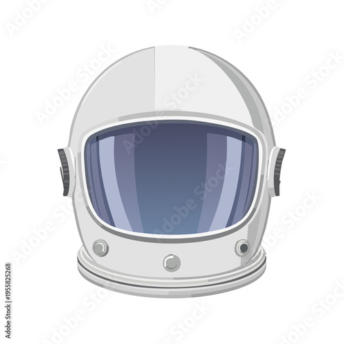 Futuristic White Astronaut Helmet with Reflective Visor and Side Details