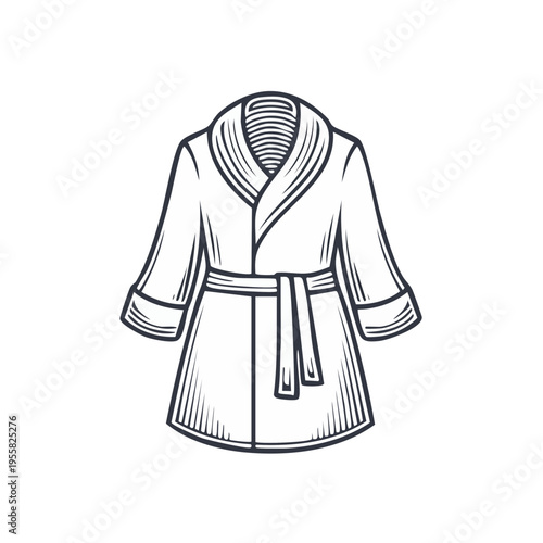 Stylized Bathrobe Illustration with Belt and Collar Detail