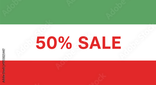 Sale 50 percent on transparent background with stripes