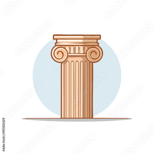 Ionic style column featuring volutes and fluting ancient architecture detail