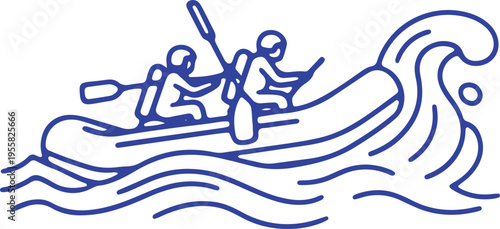 Two individuals kayaking amidst gentle ocean waves on a sunny day