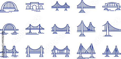 Diverse collection of iconic bridge architectural designs and styles