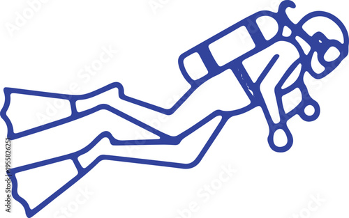 Scuba diver exploring underwater with snorkeling gear and oxygen tank