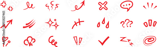 Line element movement hand drawn set. Hand drawn sketch line element icon brush pencil stroke movement chalk